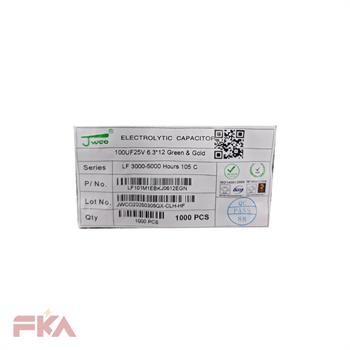 خازن الکترولیت 100MF 25V 6/3*12 JWCO GREEN DIP