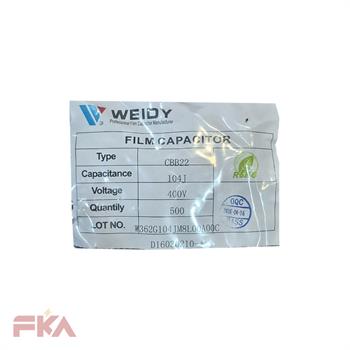 خازن پلی استر CP 100NF 400V CBB22 P15 WEIDY 