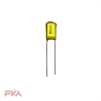 خازن پلی استر زرد شیشه ای CP 39NF 100V