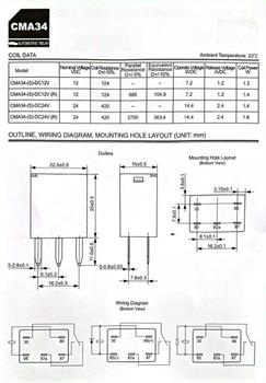 رله خودرویی 12ولت 4 پایه CMA34-DC12V-A-R HKE 