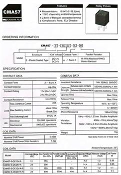 رله خودرویی 12 ولت 4 پایه CMA57-S-DC12V-A-R HKE