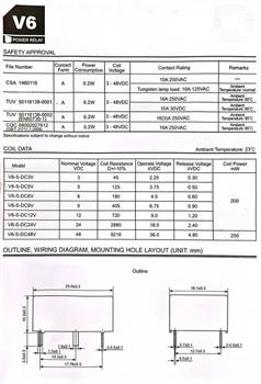 رله 12ولت 4پایه V6-S-DC12V HKE