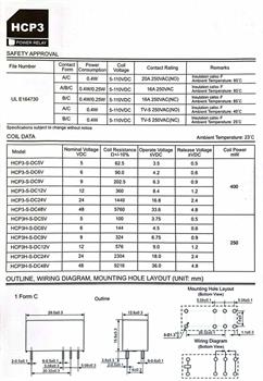 رله کتابی قدکوتاه 12ولت 8پایه HCP3-S-DC12V-C HKE
