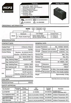 رله کتابی 2کنتاکت 8آمپر HCP2-S-DC24V HKE 