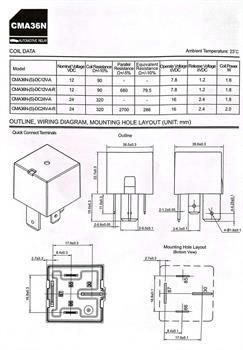 رله خودرویی 12ولت 4 پایه CMA36N-S-DC12V-A P B Y HKE